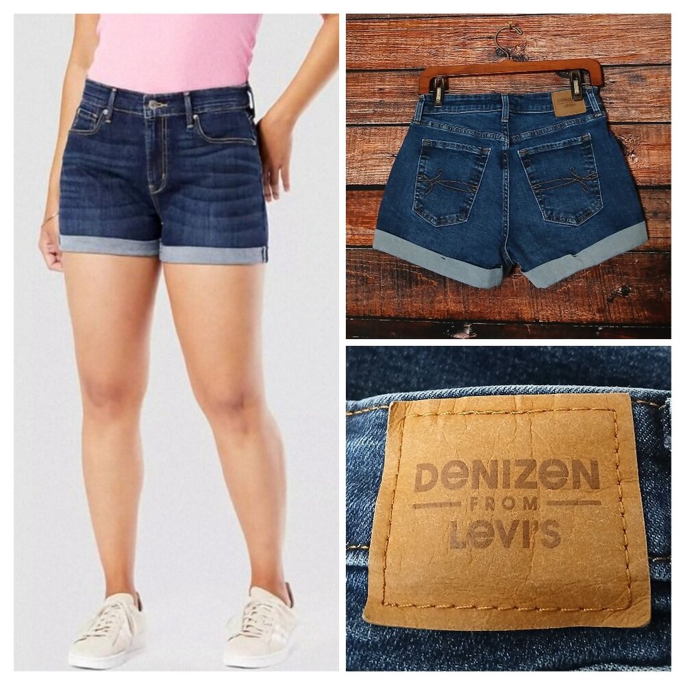 Denizen Levi's Jean Shorts 27 4 High Rise Cuffed Blue Denim Stretch